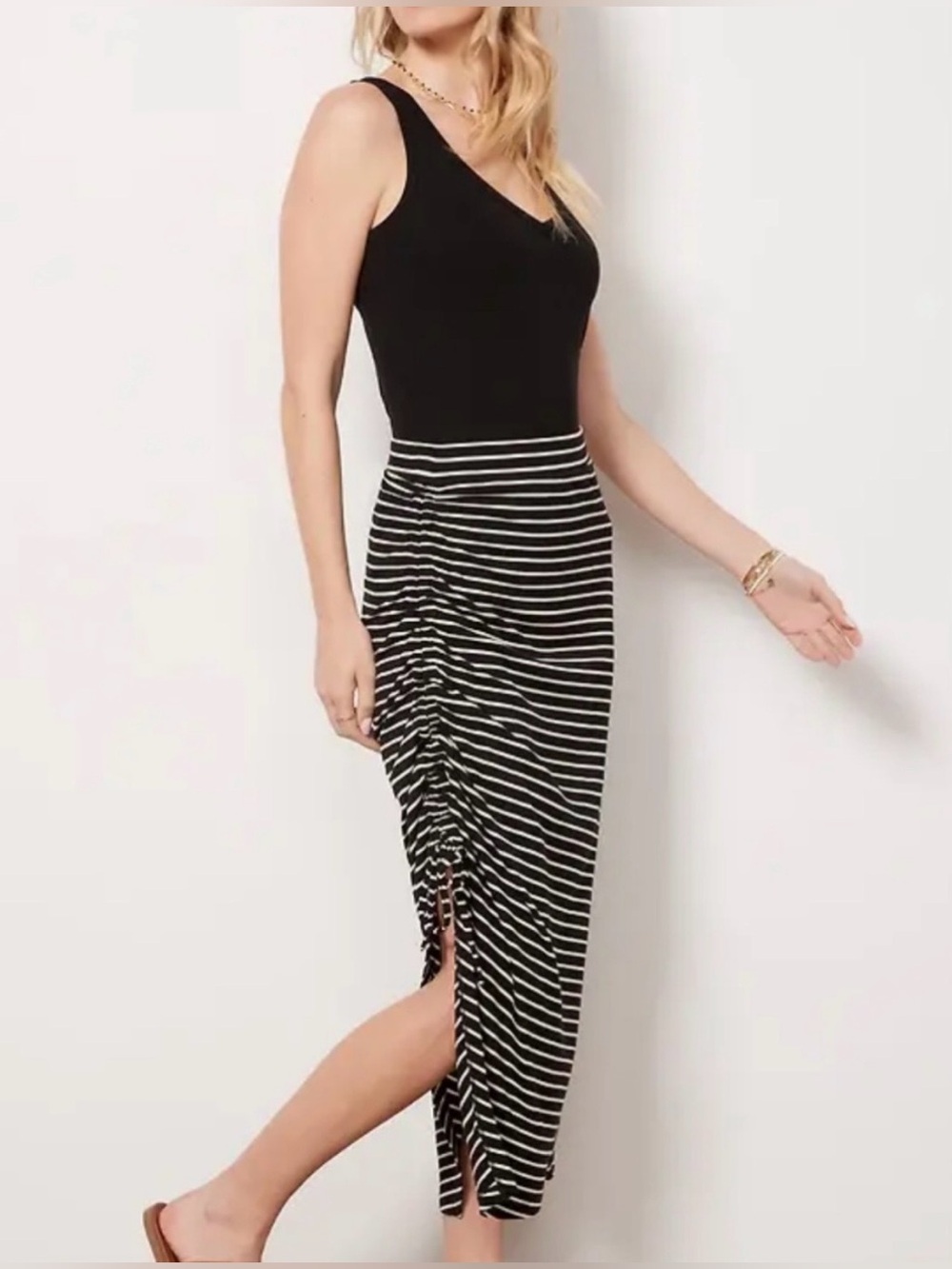 Lana Striped Ribbed Maxi Skirt